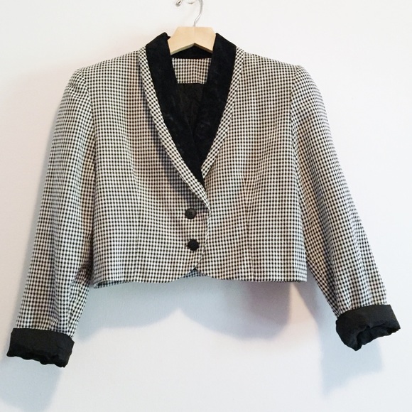 Vintage Jackets & Blazers - Vintage mini houndstooth bolero blazer jacket